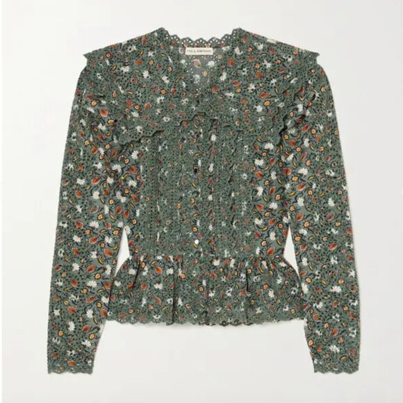 Ulla Johnson Mina Floral Print Broderie Anglaise Poplin Blouse Size 0 | XS NWOT - Picture 1 of 16